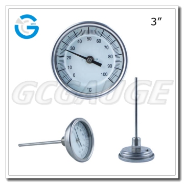 3Inch all stainless steel hermetically sealed external calibrator bimetal thermometer for outlet solar collector