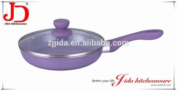 Forged aluminum colorful ceramic non stick coating deep fry pan with lid and induction bottom(MODEL JD-FJG29)