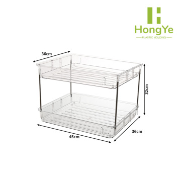 Estante de almacenamiento de cosméticos de plástico de gran capacidad de 2 niveles