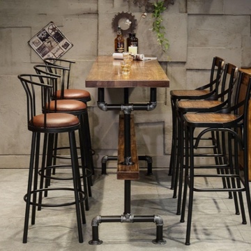 Modern Commercial Wood Top Metal Leg Dining Table
