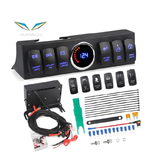 Rocker Switch Panel for Jeep JK/JKU 2007-2018 - Work Light Bar & Voltage Meter