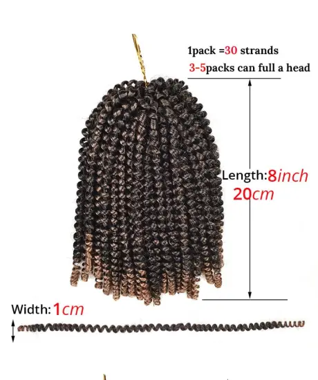 Alileader Wholesale Price Ombre Colors 110g/pack Spring Twist 8" Curly Crochet Hair