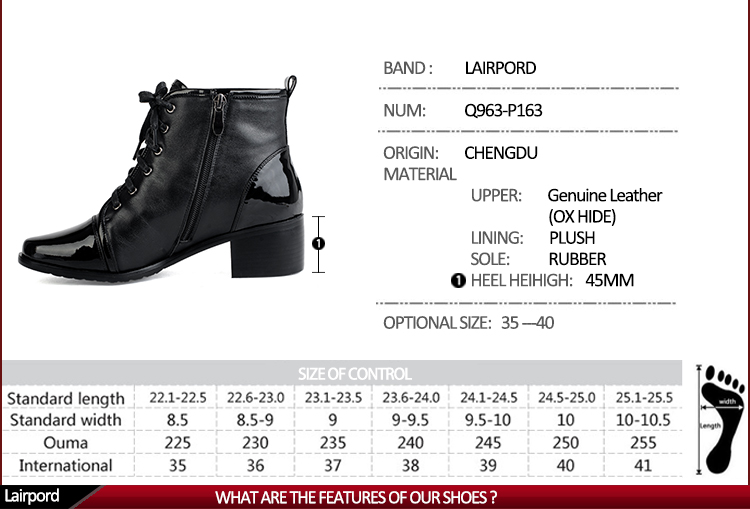 4cm high quality women genuine leather boots