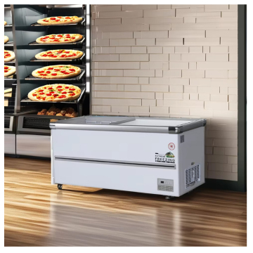 Hot Selling Single Curved Combined Island Commercial Pastry Glass Top Chest Freezer