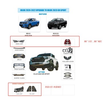 Hilux 2020-2022 actualizado a Hilux 2023 GR Body Kit para accesorios 4x4