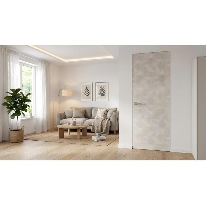 Interior sem costura com porta articulada texturizada artística