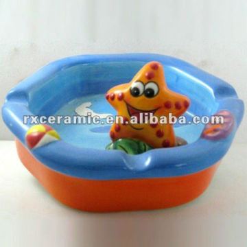 hand-painted ceramic ashtray -Star