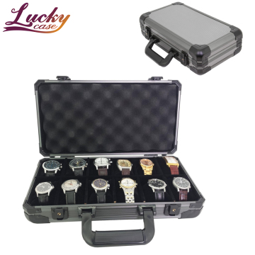 Aluminum Watch Storage Case for 12 Large Watches - Carrying Box for Collectors