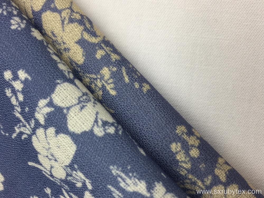 Polyester Linen Look Print Fabric