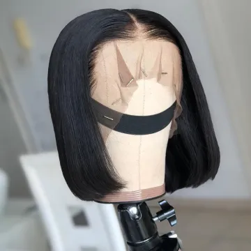 cheap price 100% virgin Brazilian human hair bob wig with bangs lace front bob wigs human hair