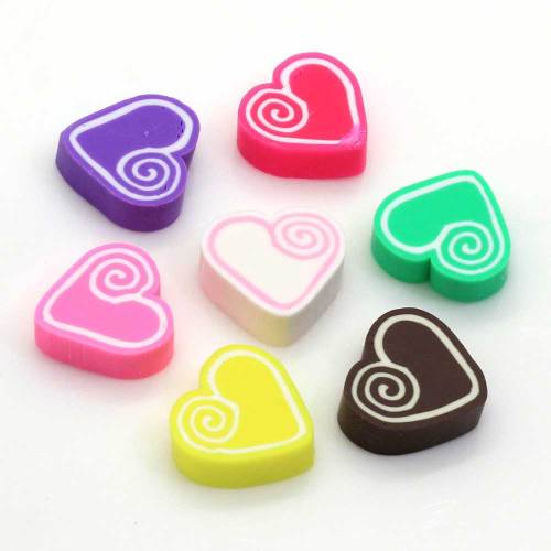 Colorful Polymer Caly Fruits Slices No Hole Heart Shaped Beads Diy Children Hair Accessories Earrings Decoration