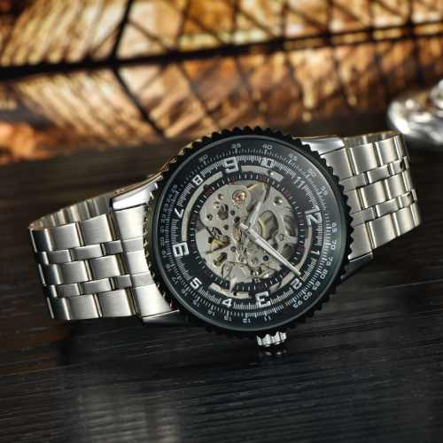 Hot sale clock steel mechanical watches men