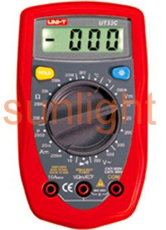 Portable Digital Multimeter, AC/DC/Resistance/Temperature UT33C