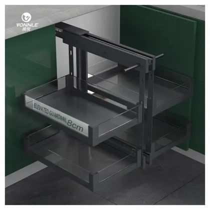 Stainless Steel Corner Pull Basket with Damping Hardware