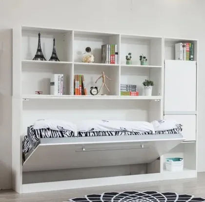 Folding Hidden Murphy Bed with Bookshelf