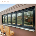 Bifold horizontal aluminum double tempered glass window