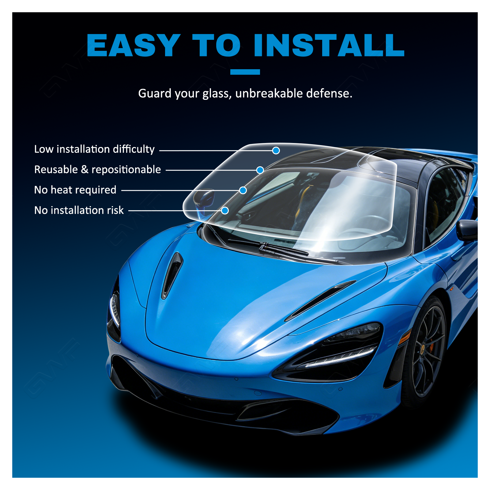 KPU прозрачная видимая защитная пленка для лобового стекла толщиной 6,5 мил