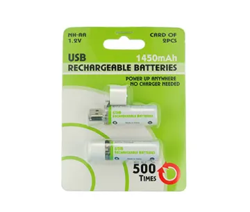 AA NiMH Battery USB Rechargeable 1.2V 1200mAh Pack of 5