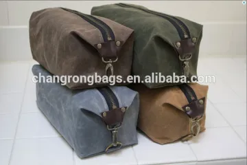 High quality and personalized large size mens waxed canvas dopp kit
