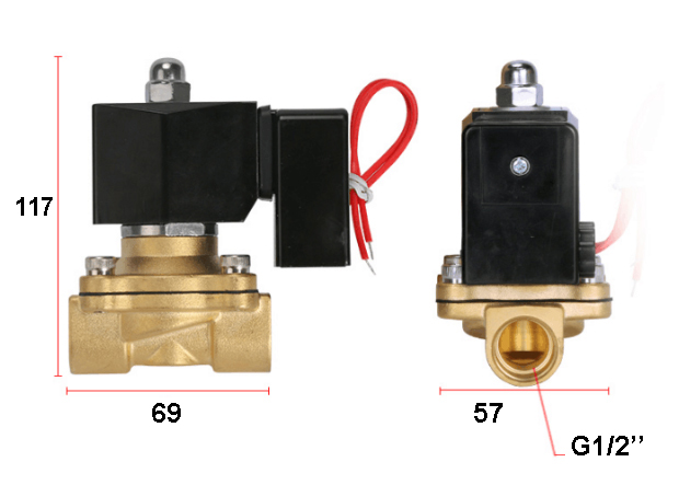 Appearance size chart of 2W160-15 soelnoid valves