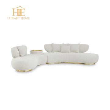 Designer Natural Leather Sofa Set with Brass Legs for Luxury Living Room Furniture