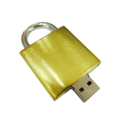 Metal Golden 16gb Lock Usb Flash Drive