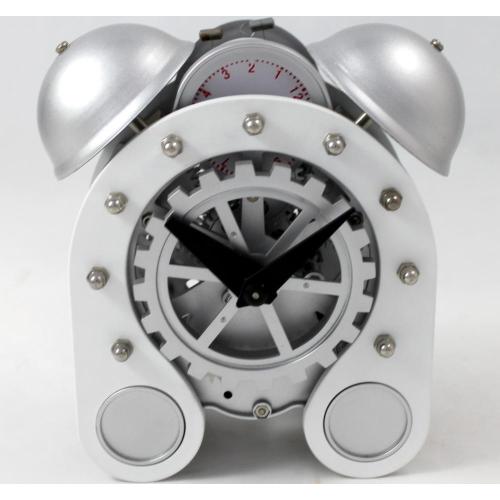 Silver Gear Desk Alarm Clock