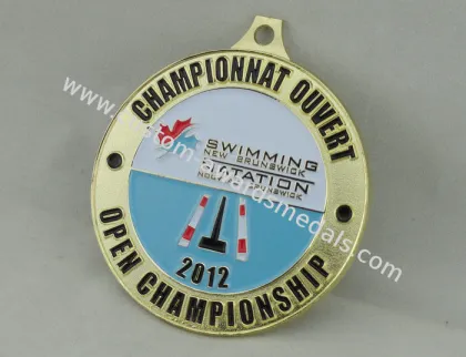 Swimming New Brunswick Enamel Medal , Gold Plating , Erosion On Both Sides