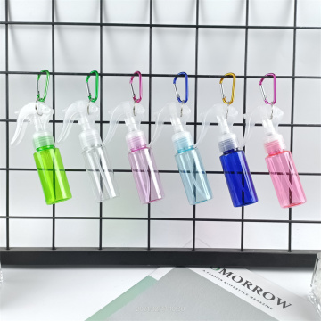 factory 50ml 60ml 100ml empty colorful empty pet plastic pump dispenser alcohol spray bottle with keychain