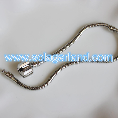 190MM Length Silver/ Plated Snake Chain Fit European Beads Charm Bracelet