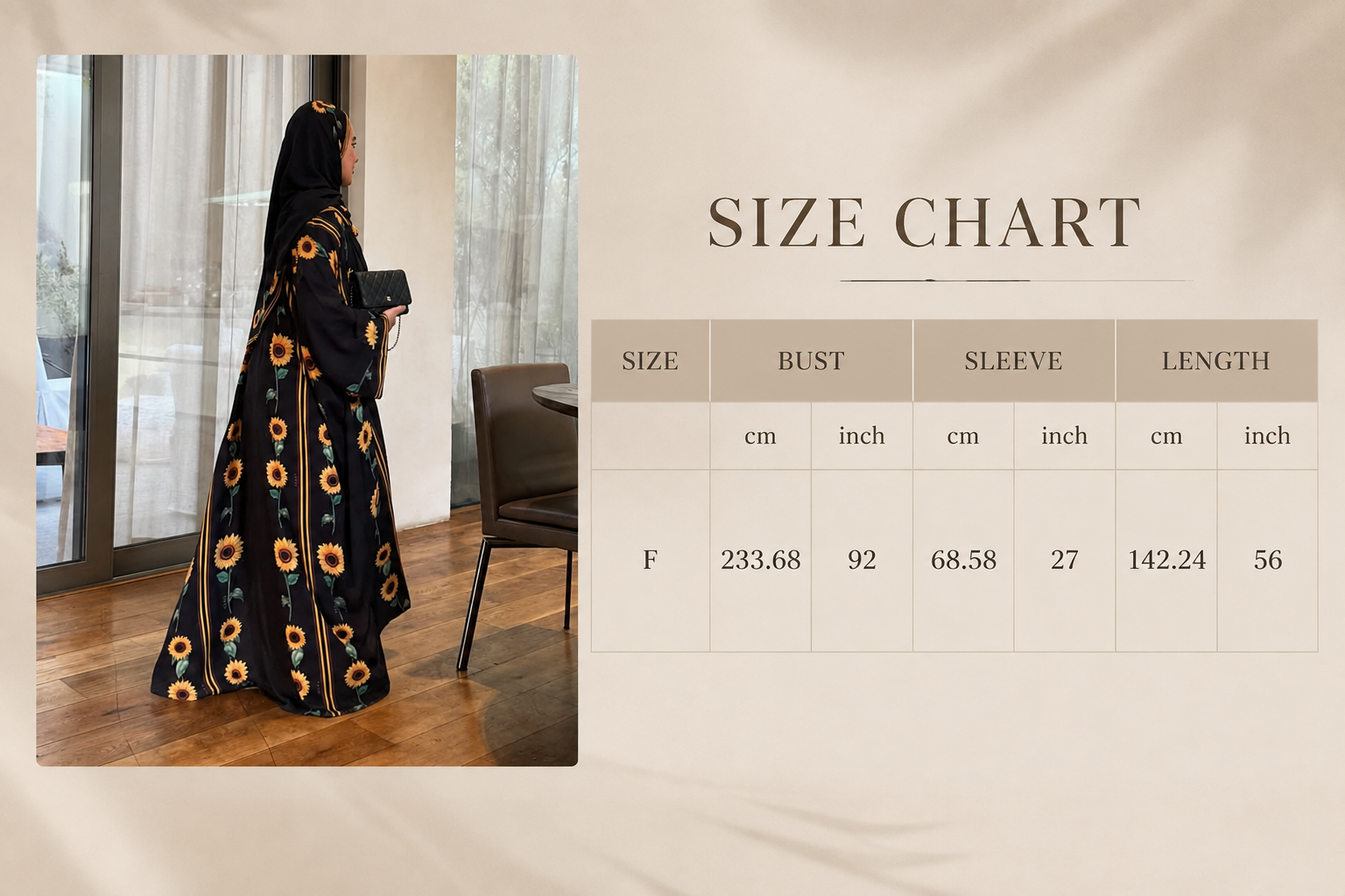 Floral Print Open Abaya Set