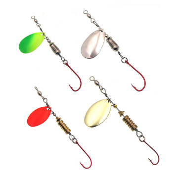 4 Pcs Spinnerbait Metal Lures with Red Single Hooks - Jigging Lure Kit for Trout Fishing (7g)