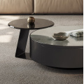 Contemporary Marble Round Coffee Table with Storage