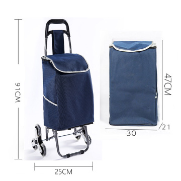 6-Wheel Stair Climbing Foldable Shopping Cart with Aluminum Frame and Waterproof Bag