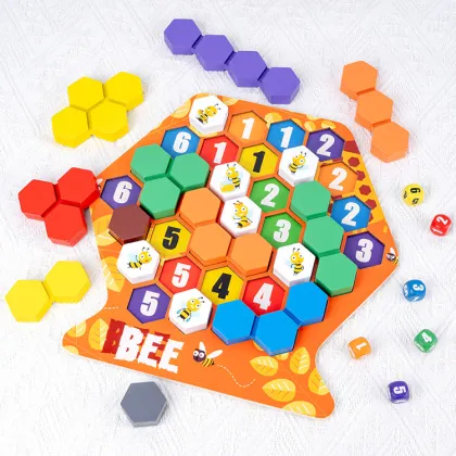 Wooden Honeycomb Building Blocks: A Fun and Educational Game for Bees to Match and Assemble Their Hive