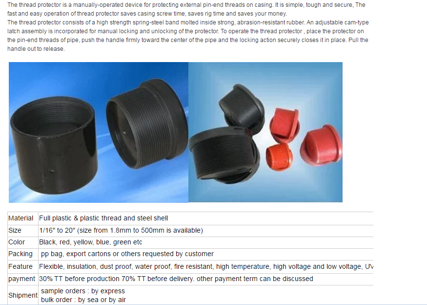 clamp on casing thread protector/thread protector/plastic thread protectors