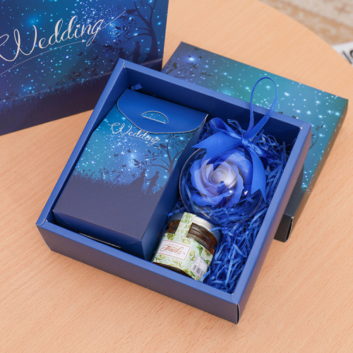 Vela de caja de regalo plegable azul impresa personalizada