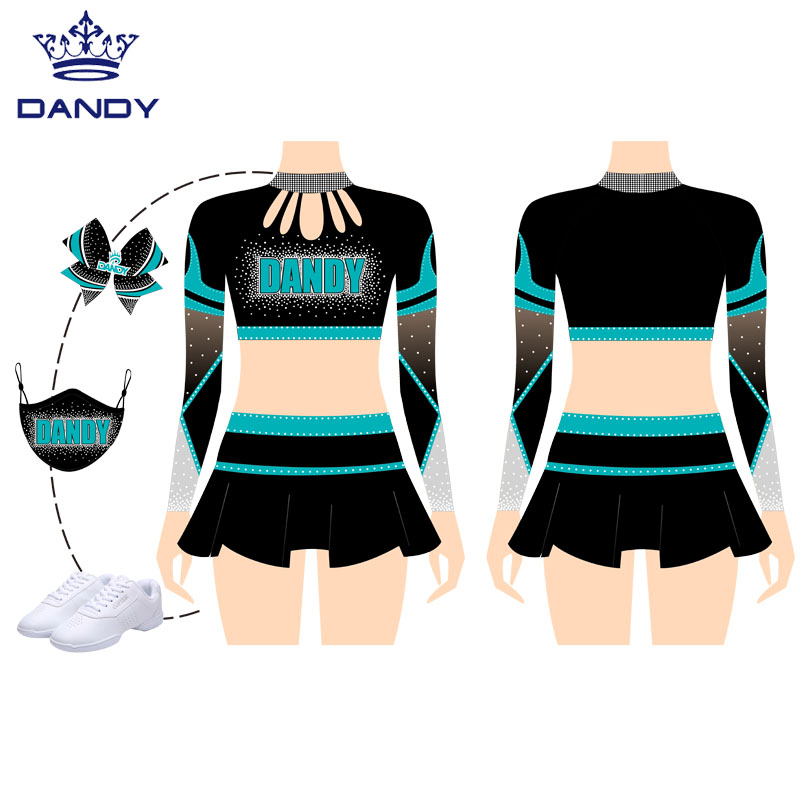 Nieuw ontwerp Crop Top Cheerleading Uniform met lange mouwen