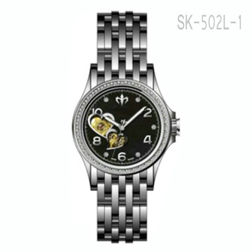 Newest Style Open Heart Lady Skeleton Watch 316L All Stainless Steel Fashion Watch