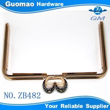 Heart shape with strass clutch bag metal purse frame