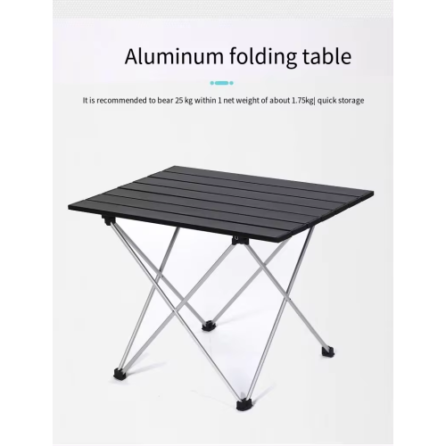 Outdoor Folding Table Camp Picnic Table Ultralight Roll up Mini Aluminum Lightweight Portable Folding Foldable for Outdoor Hiking Black Metal Factory