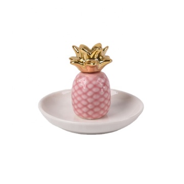 Pink and Gold Ceramic Pineapple Ring Holder Jewelry Organizer - Birthday Gift for Girlfriend