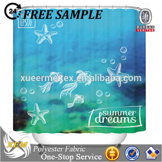 Newest home decorate 3d photo shower curtain 100% hot selling