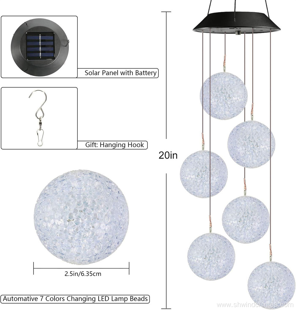 Solar-Powered Color-Changing Ball Wind Chimes for Parties