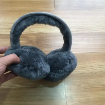 Black Rex Rabbit Ear Cover - Warm Winter Headwear for Kids