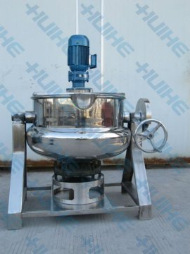 gas heating jacketed cooking kettle with agitator