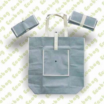 Folding Shopping Bag with Handle, Made with 80gsm REPT Nonwoven Fabric