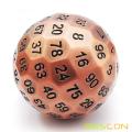 Bescon Solid Metal 100 Sided Dice, Game Dice D100,Giant Polyhedral Metal 100 Sides Dice 50MM in Diameter (1.97in),Ancient Copper