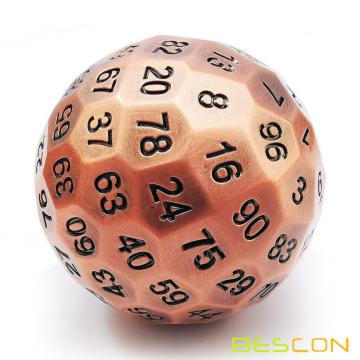 Bescon Solid Metal 100 Sided Dice, Game Dice D100,Giant Polyhedral Metal 100 Sides Dice 50MM in Diameter (1.97in),Ancient Copper