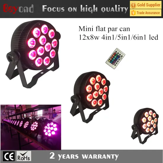 12x8w 4in1/5in1/6in1/ mini led flat par can light price with IR remote control
